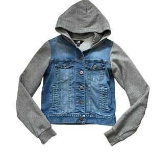 LUE Denim Hooded Sweater Jacket Juniors Medium